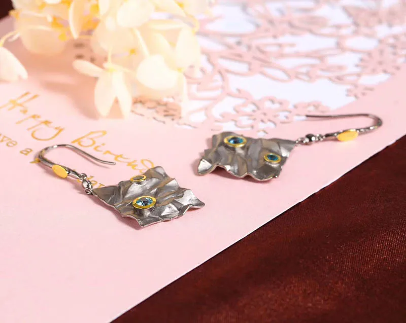 CSJ оригинальный дизайн топаз Висячие серьги 925 серебро для женщин вечерние