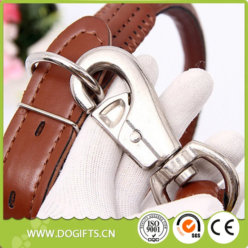 Круглый Веревку Кожаные Ошейники и Поводки Установить Черный Коричневый Кофе 3