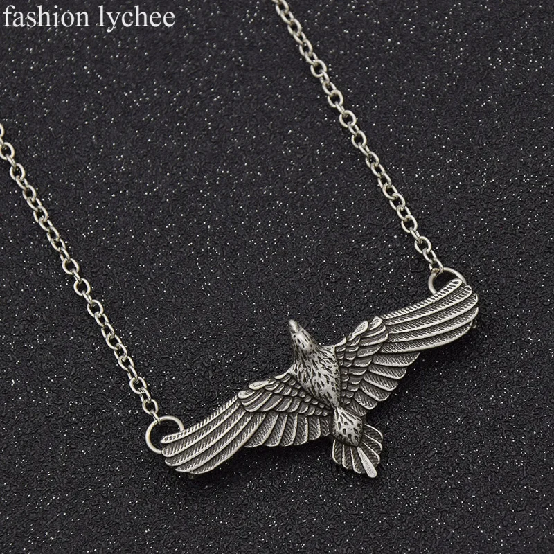 Модные lychee Norse винтажные Ворон Летающие птицы ворона животное длинное звено