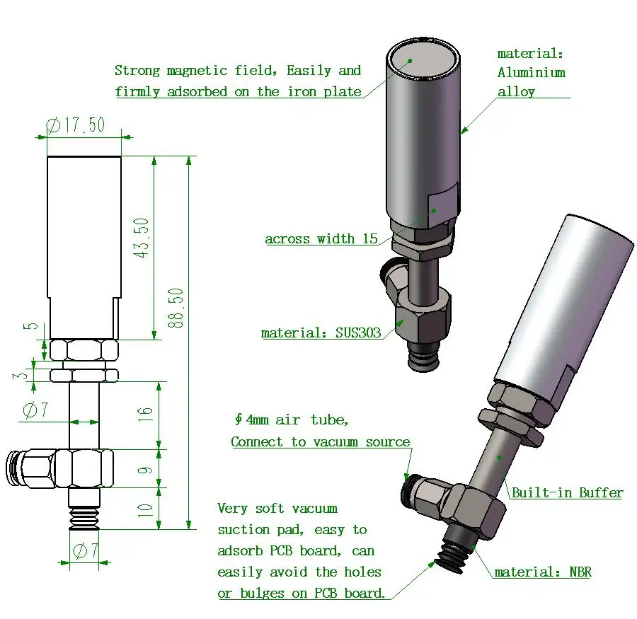 Model SW12H95 M11X1.0 STROKE15 3 слойный Вакуумный патрон используемый в роботах для