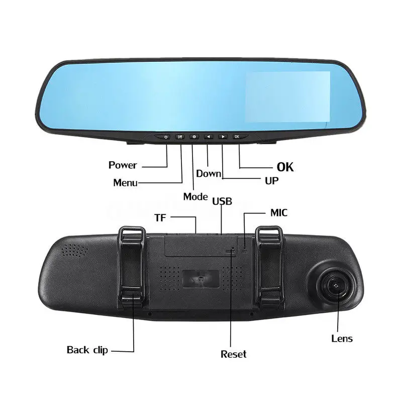 4 3 &quotFHD 1080 P двойной объектив автомобиль авто DVR зеркало видеорегистратор
