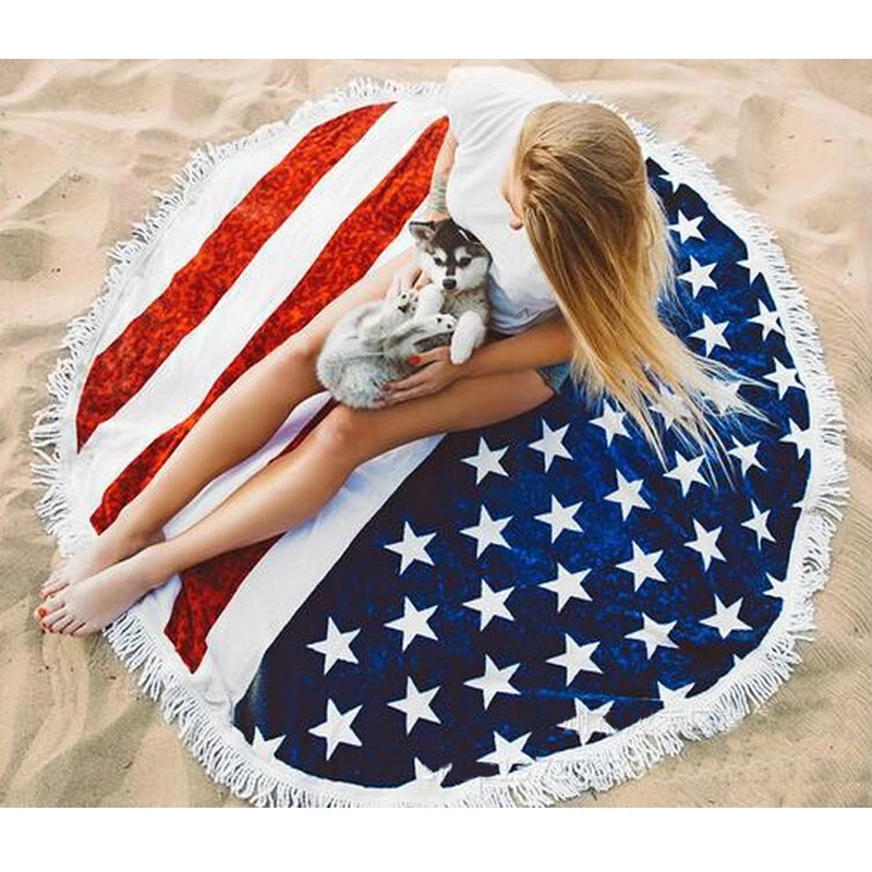 

Flag Print Beach Towel Tassel Tapestry Yoga Mat Carpet Tapete Blankets Bathroom Carpet Picnic Blanket Mat Tapestry Mattress