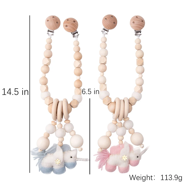 1PC Baby Rattle Wood Bird Pacifier Chain Pram Cart Wool Ball Chain Holder Handmade Stroller Accessories For 0-12 month Baby Toys