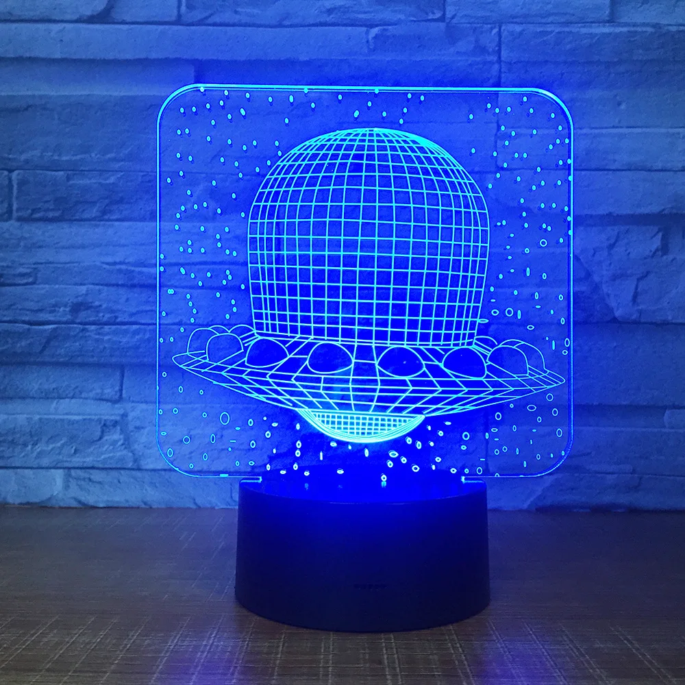 СВЕТОДИОДНЫЙ 3D светильник в виде НЛО Настольный с космическим кораблем 7