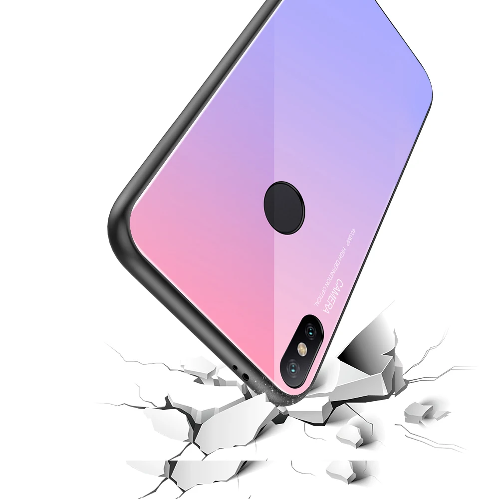 Градиентный чехол для телефона Xiaomi mi a2 цветные чехлы из закаленного стекла Mi A1 8 8se
