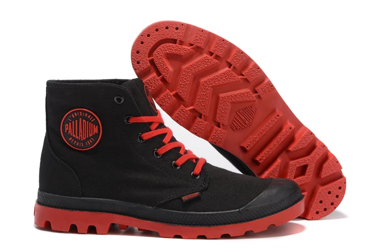 PALLADIUM Pampa/Классическая парусиновая обувь черного и красного цвета; ботильоны; ковбойские кроссовки; модная парусиновая повседневная обувь; размеры 40-44