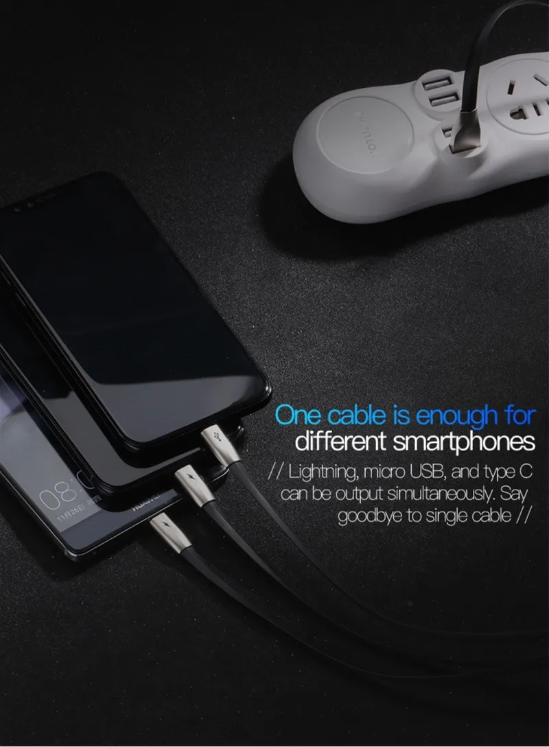 TOTU три-в-одном линия мобильного телефона для Android мобильного телефона USB кабель для iPhone X 7 Micro Usb кабель C линия мобильного телефона cor