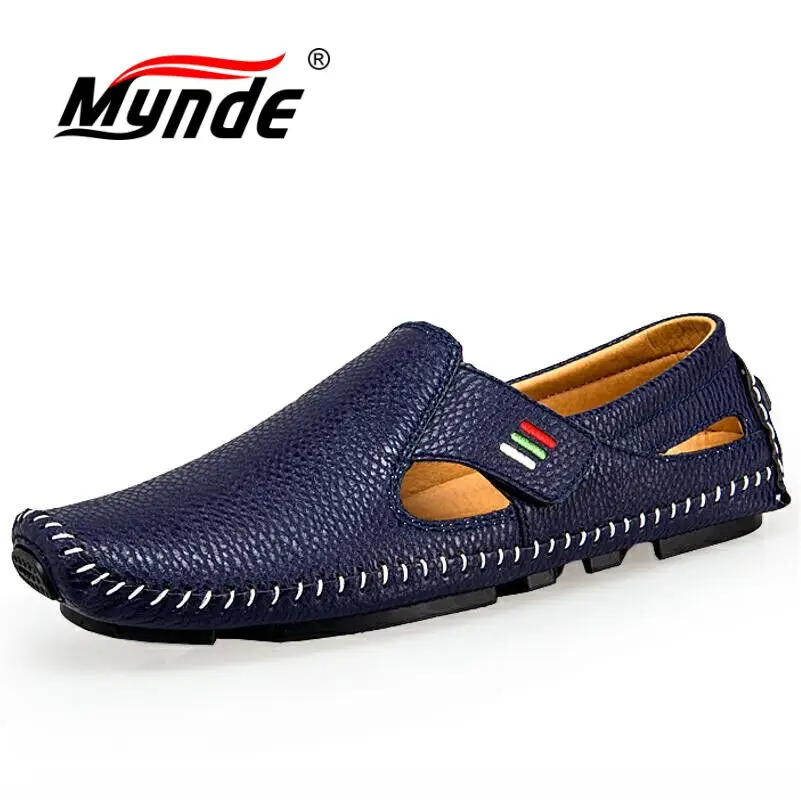 MYNDE New Fashion Moccasins For Men Loafers Summer Walking Breathable Casual Shoes Hook&amploop Driving Boats Flats | Обувь