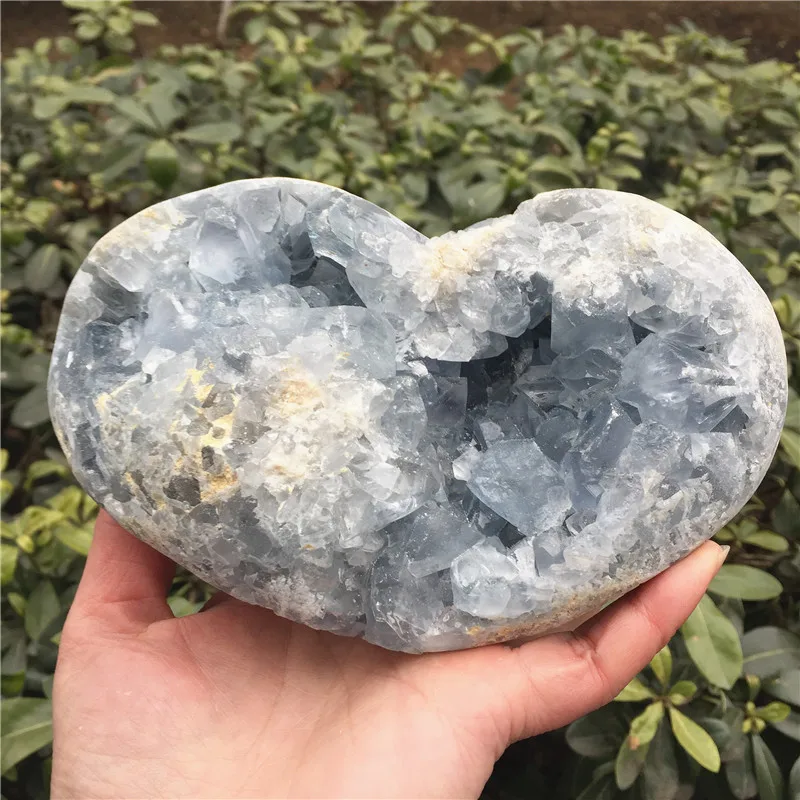 Большой натуральный Кианит кварцевый кристалл кластер сердце Druzy геоде образцы