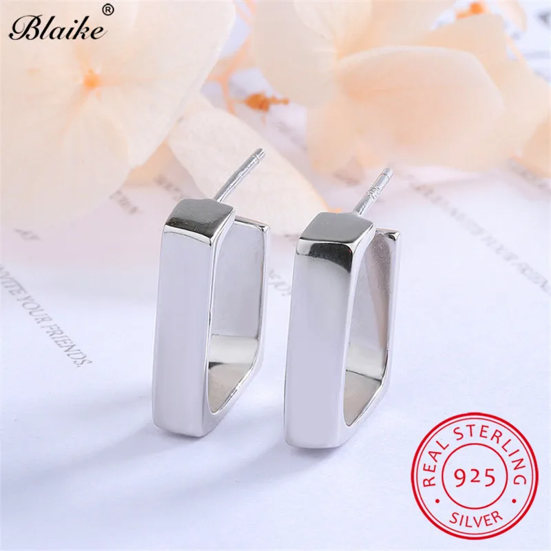 Квадратные серьги кольца Blaike геометрические из стерлингового серебра 925 пробы