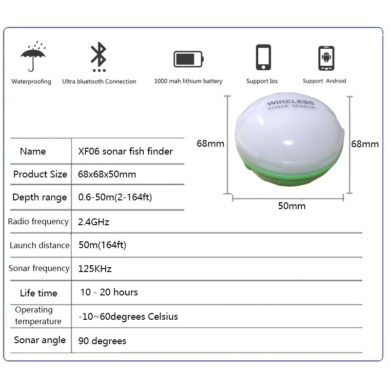 Портативный двойной эхолот, эхолот, Bluetooth, беспроводной, глубина, морское озеро, обнаружение рыбы, эхолот, сенер, эхолот, эхолот, IOS, Android