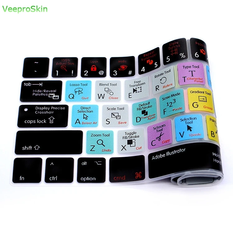 Adobe Illustrator Ai Function Shortcut Hotkey Silicone Keyboard Cover Keypad Skin For Macbook Pro 13&quot15Touch Bar A1706/A1707 |
