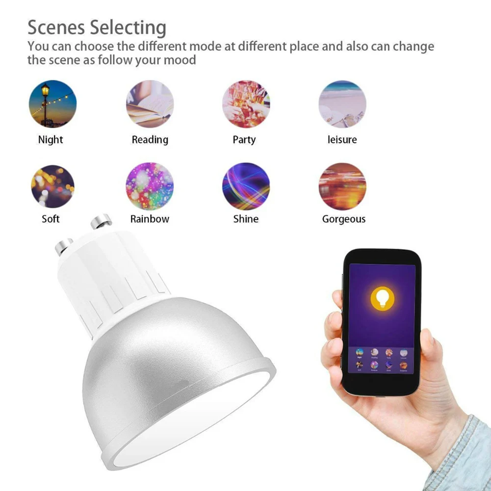 5 Вт Светодиодная умная лампа для дома совместимая с Alexa & GoogleDimmable WiFi GU10 RGBW