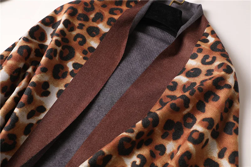 Женский шарф с леопардовым принтом, зимние кашемировые шарфы, теплый женский шарф из пашмины, длинный шарф-бандана, размер echarpe