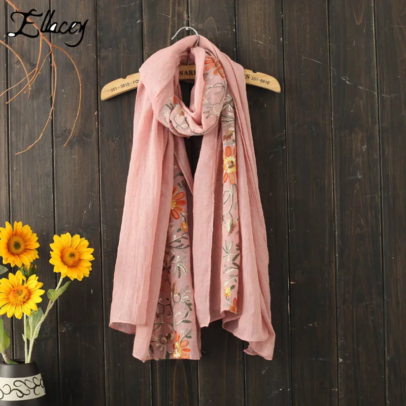 Новый вышитый непальский стиль женский шарф из хлопка и льна Национальный