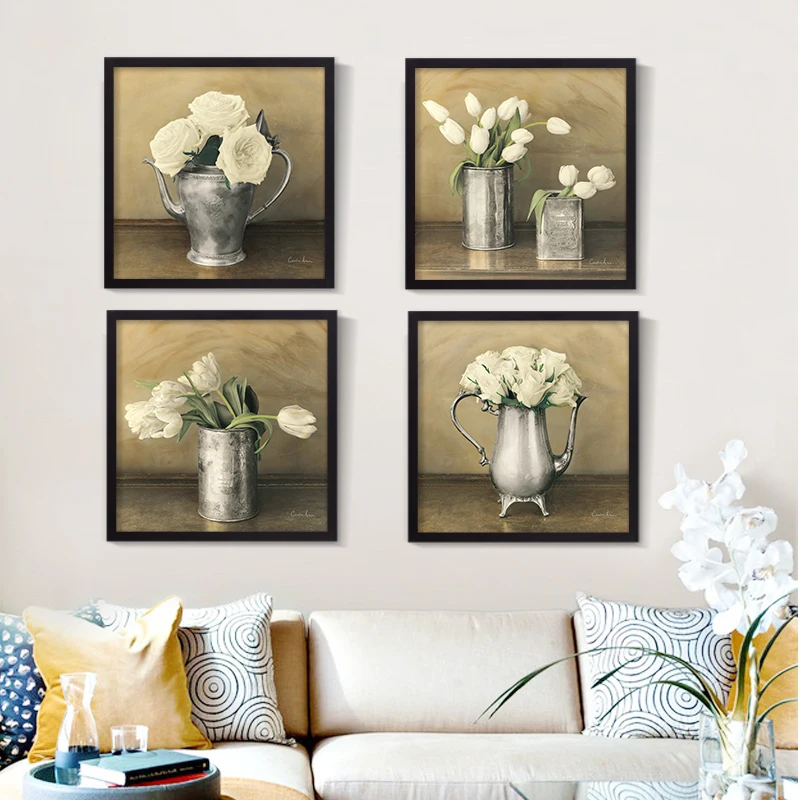 Белый цветок в флагоне напечатаны на хлопчатобумажной холсте свежая благородная