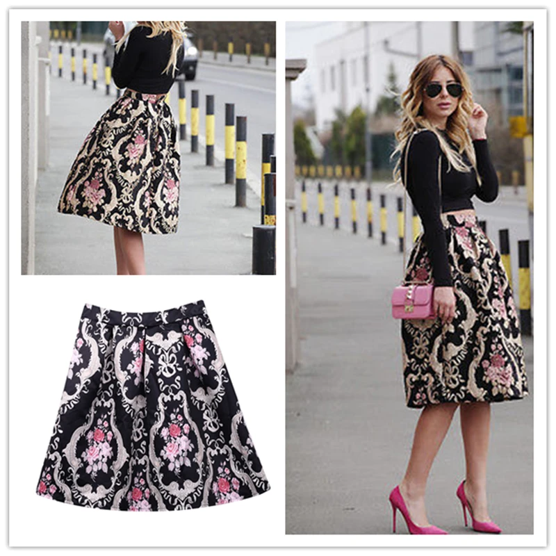 Юбка женская плиссированная до колена элегантная трапециевидная юбка с