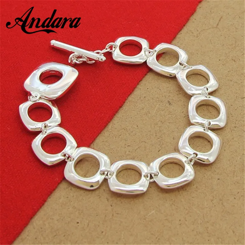 Лидер продаж браслет на запястье из серебра 925 пробы с квадратными и круглыми