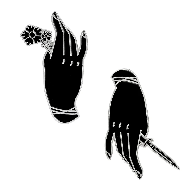 Эмалированная брошь Love or Death Готическая ручная меч розовая кнопка значок