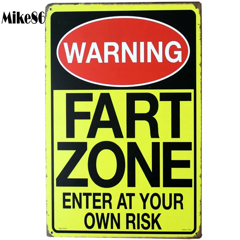 

Предупредительные знаки [Mike86] FART ZONE, Подарочная настенная табличка для паба, художественная живопись, украшение для бара, ручная работа, иск...