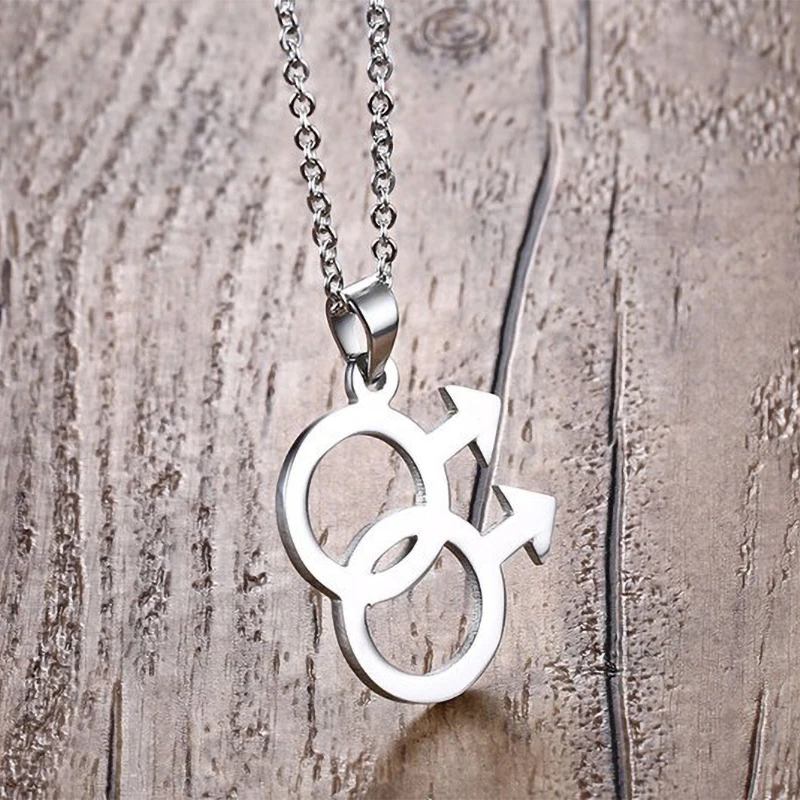 Подвеска для геев ожерелье из титановой стали и серебра Геометрическая подвеска