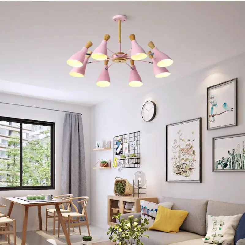 Скандинавский Деревянный светильник зеленые деревянные подвесные лампы с 6-8