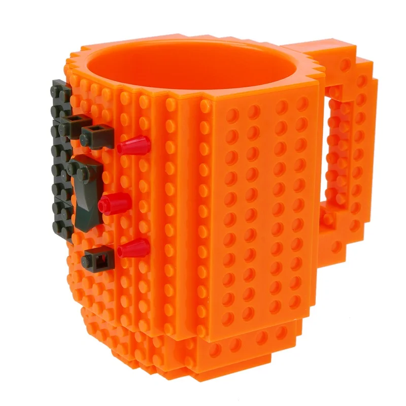 Orange 1 шт 12 унций кофейная кружка сборка-на кирпичной кружке тип строительных блоков чашка кружка-головоломка из блоков «сделай сам» посуда для напитков кружка 11 цветов - Цвет: Orange