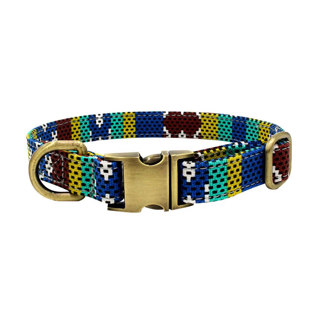 Dog Collar Lettering Pet Collar Bohemian Buckle retro Dog Cat Collar Pet Supplies accessories Cloth+Metal dropshipping Z620