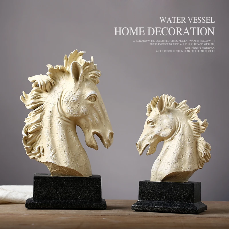 

Nordic modern creative horse head ornaments country Home Furnishing sculpture study office living room lucky business gifts