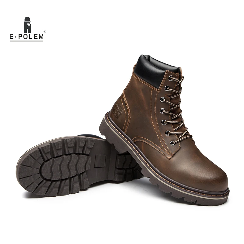 

Men Genuine Leather Boots Fur Lining New Winter Boots Shoes Vintage Mens Ankle Boots Male Vintage Cool Motorcycle Shoes