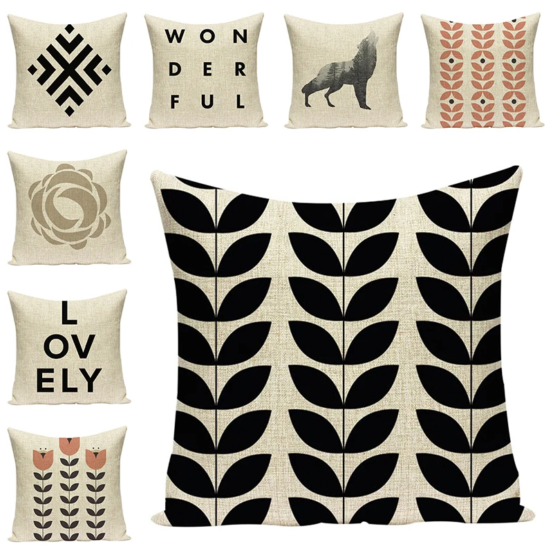 Geometric Pillow Case Cotton Linen Art Decorative Cushion Covers Animals Chair Cushions Sofa Throw Cases Home Decor Gift | Дом и сад