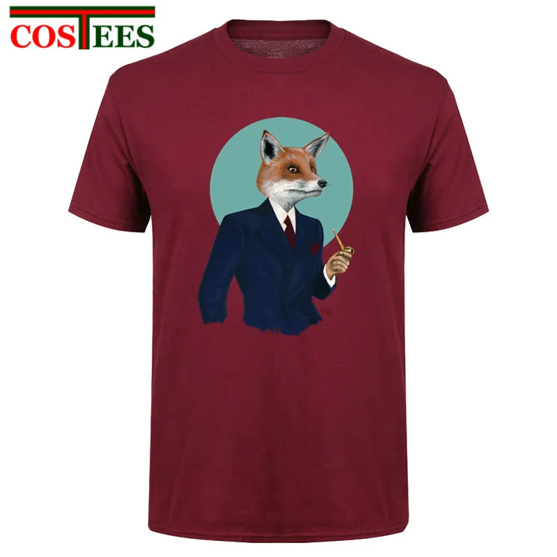Коллекция 2017 года футболка топы футболки летняя мистер Фокс Geek письмо печать