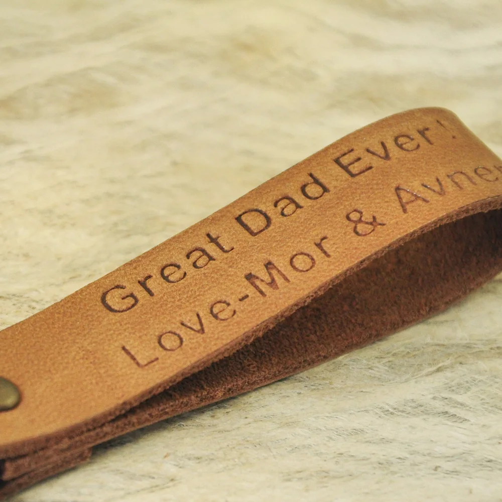 Кожаный брелок для ключей на заказ большой папа когда-либо! Подарок день отца