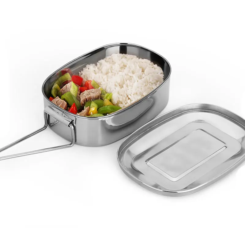 Ланч бокс GXYAYYBB из нержавеющей стали со складной ручкой Bento для обедов детский