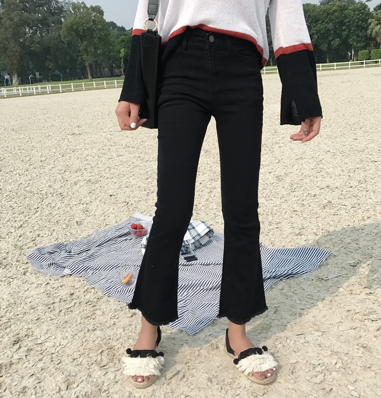 Женские джинсовые брюки XC8 модные повседневные весна осень 2019|Джинсы клеш| |