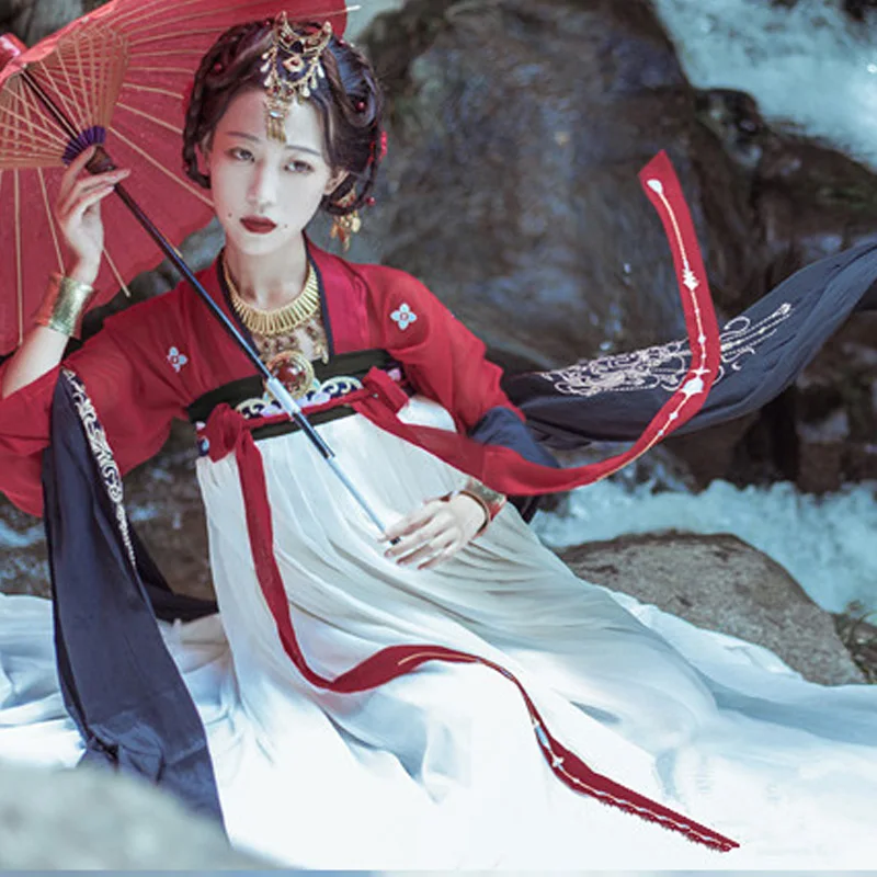 Женское платье Hanfu элегантная красная одежда ранние китайские костюмы народная