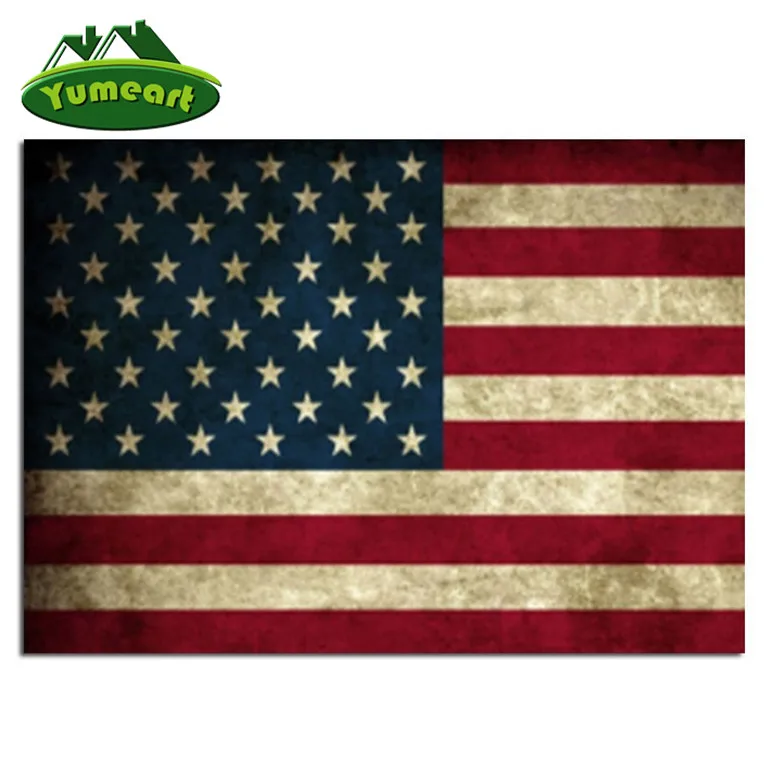 Banner 3D Diy Diamond Painting Wall Sticker Rhinestones Mosaic Cross Stitch Needlework Embroidery American Flags | Дом и сад