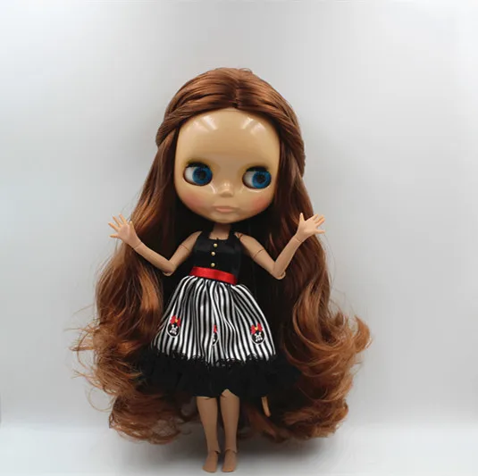 Blygirl Blyth кукла Обнаженная шоколадный цвет волосы 30 см совместное тело 19 загар кожа