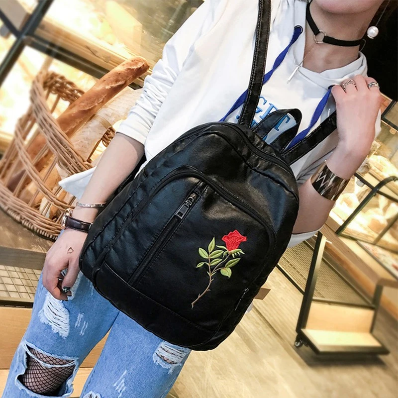 Mynos Роза вышивка рюкзак женские рюкзаки для девочек подростков школьная сумка