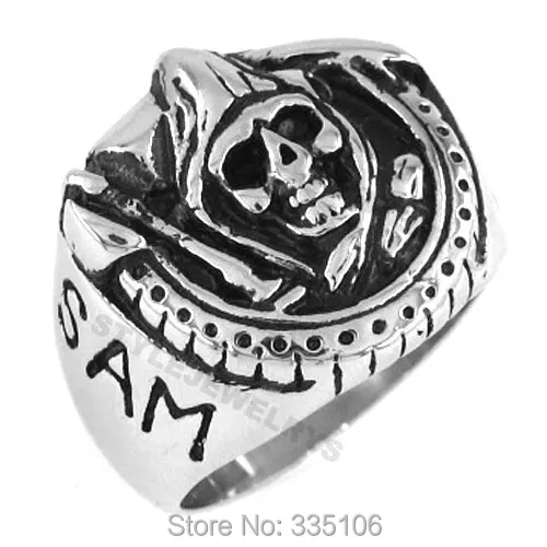 Оптовая продажа мрачный жнец череп кольцо Нержавеющая сталь ювелирные изделия