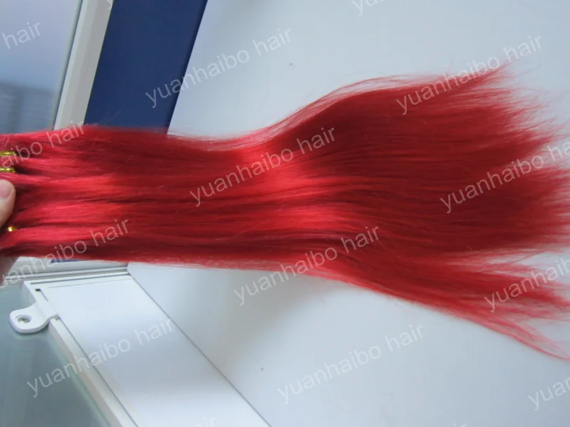 Новая Мода! # красный шелк прямо бразильский реми волосы полный handtied тонкой кожи