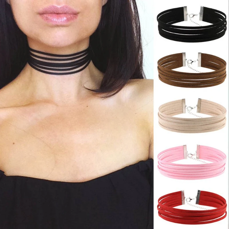 Black suede choker necklace gothic velvet chokers boho Jewelry Collar 2018 neck Punk Goth jewellery | Украшения и аксессуары