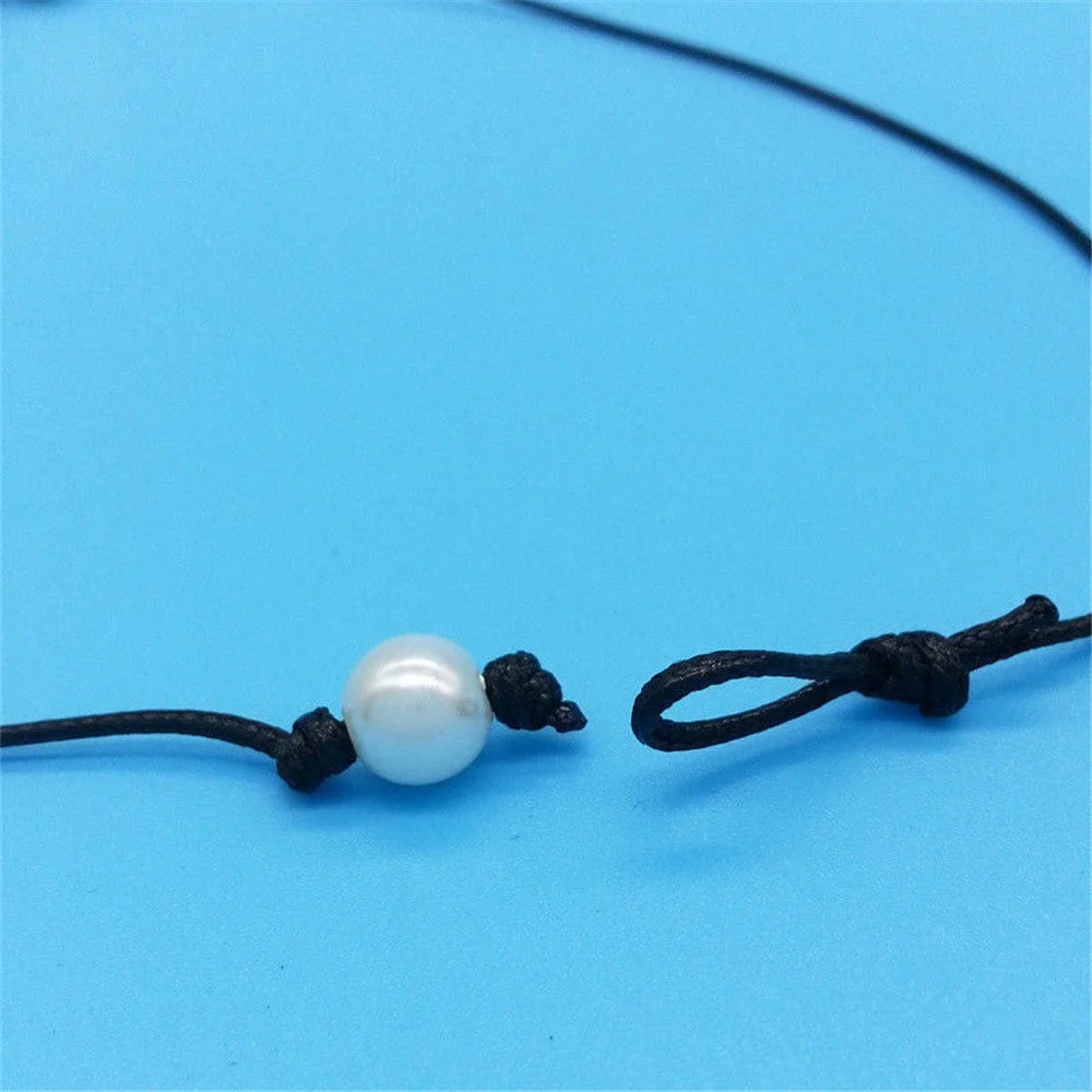 Fashion Women Pearl Necklace Pu leather Pendant Cord Choker Jewelry | Украшения и аксессуары