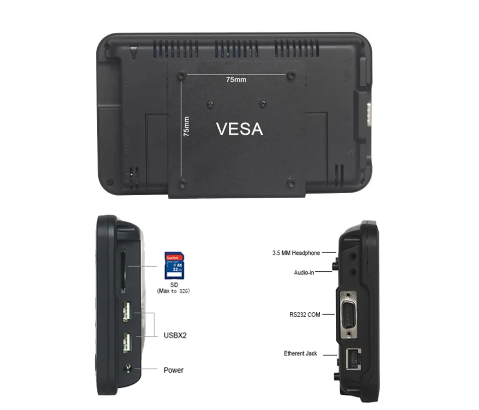 Промышленный планшетный компьютер с встроенный ПК 7 дюймов Ethernet Lan Порты и