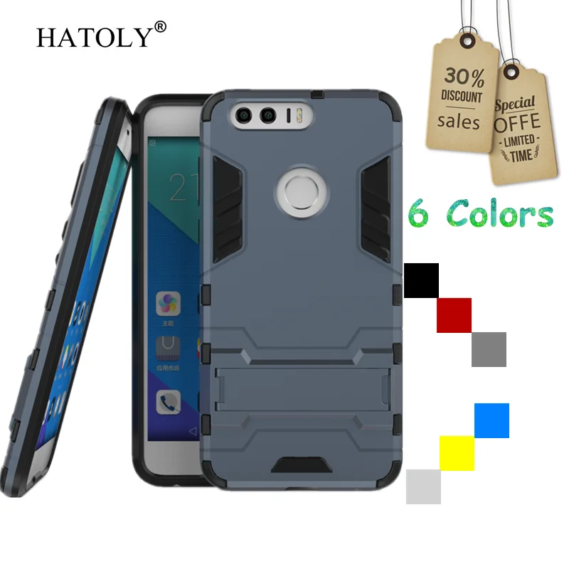 For Cover Huawei Honor 8 Case Rubber Robot Armor Hard Back Phone for Protective < |