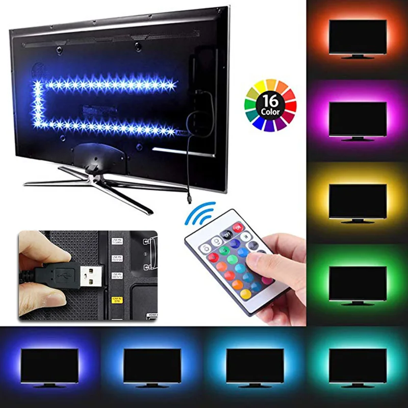 Гибкая светодиодная ленсветильник RGB для ТВ 5 В 300 см 5050 дюйма|Светодиодные ленты| |