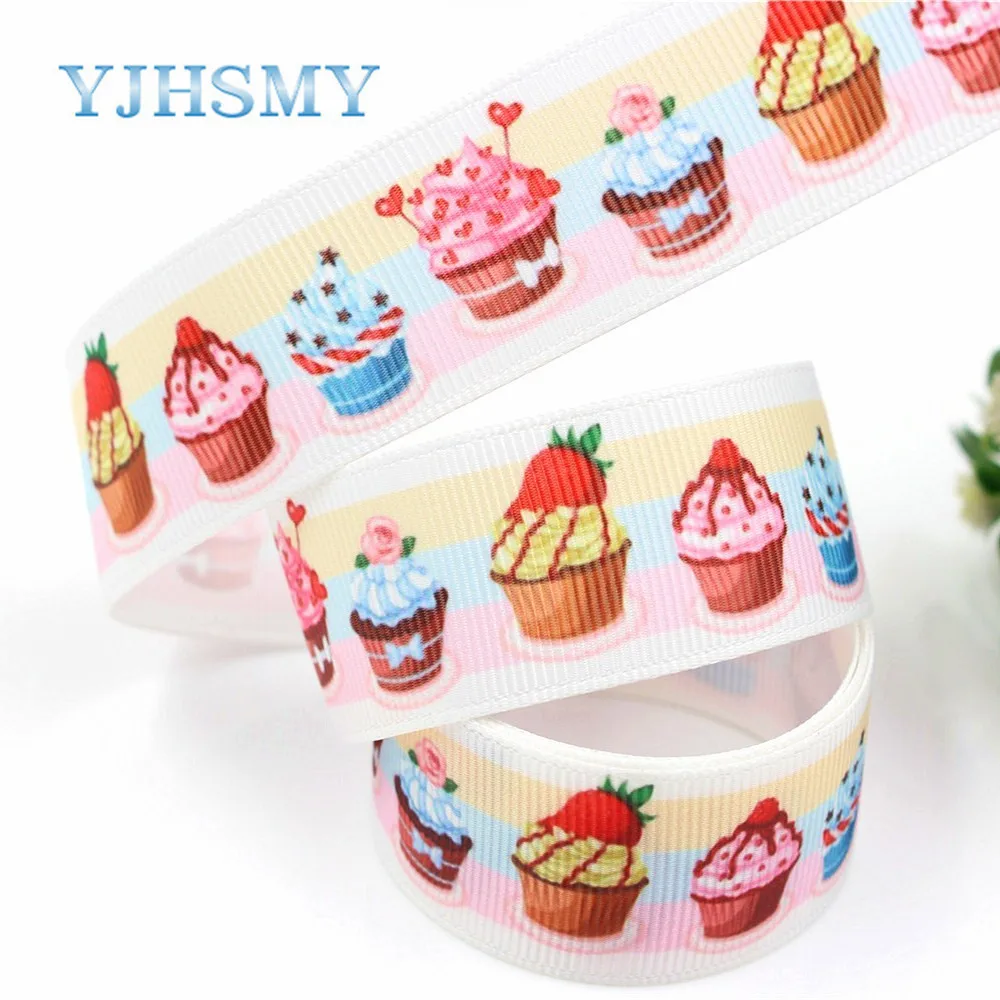 YJHSMY G-18419-1 10 yards 25 mm Cartoon Printed grosgrain ribbons DIY handmade Hair accessories Material wedding gift wrap | Дом и сад