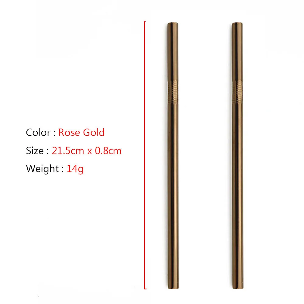 21.5cm x 0.8 Rose Jashii 2 шт./упак. красочное питье соломинки 304 Нержавеющая сталь прямые и изогнутые многоразового использования с кистью фрукты juicetea Кофе инструменты - Цвет: 21.5cm x 0.8 Rose