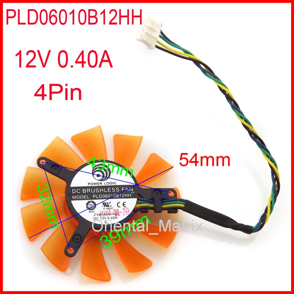 Бесщеточный вентилятор постоянного тока PLD06010B12HH 55 мм 12 В 0 40 а 32x39x43 4 провода
