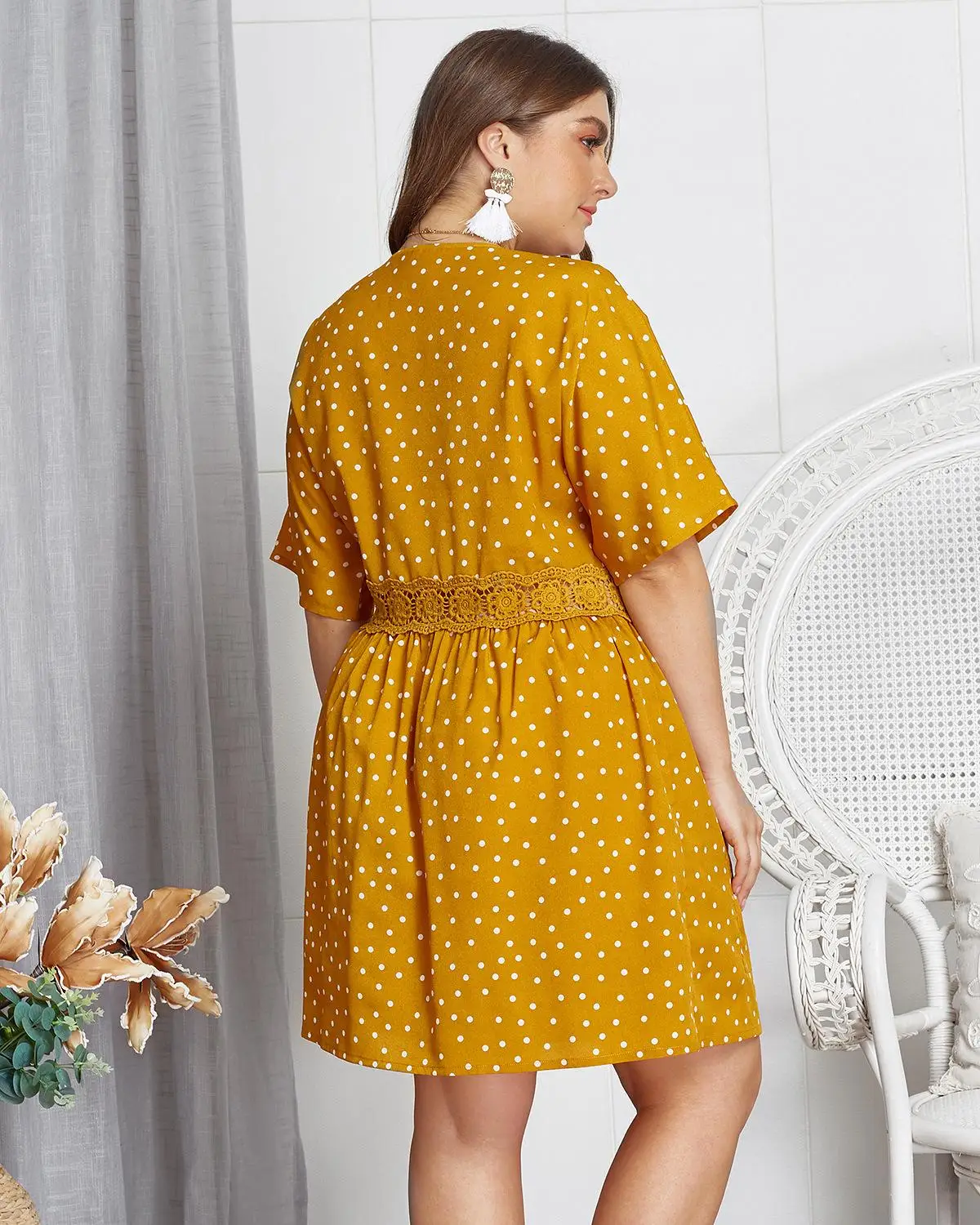 Летнее Короткое женское платье в горошек|Женские платья| |
